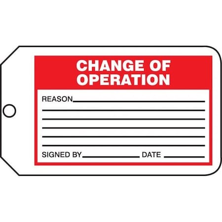 SAFETY TAG CHANGE OF OPERATION MMT334PTP